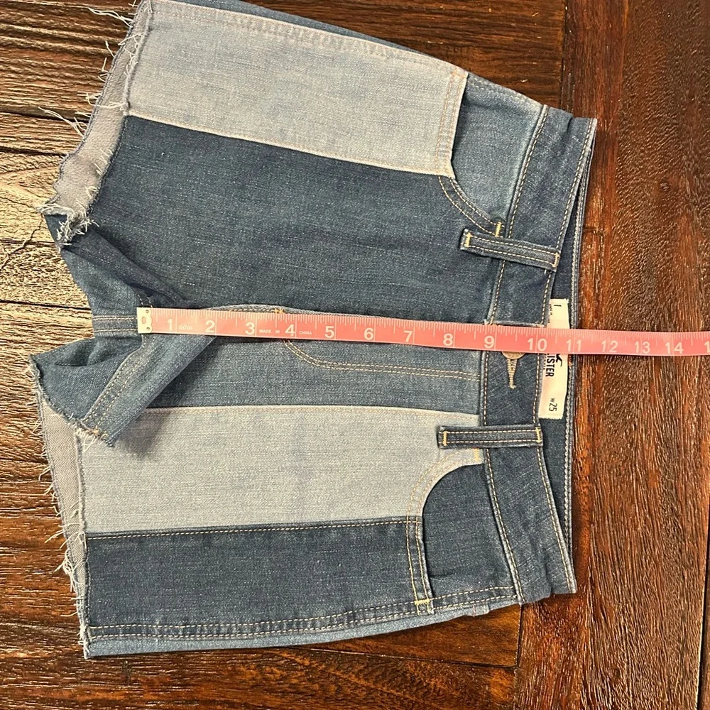 Hollister Women’s Two-Tone Blue Patchwork Denim Shorts
